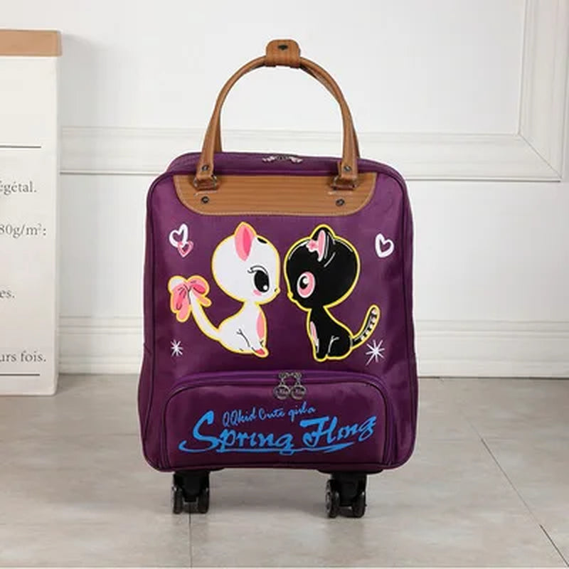 Wheeled Bag for Travel Women Travel with Wheels Trolley Bags Oxford Large Capacity Travel Rolling Luggage Fashion Suitcase Bag