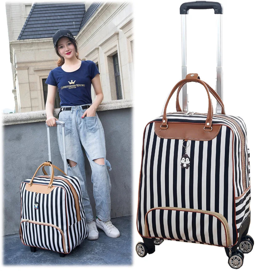 Wheeled Bag for Travel Women Travel with Wheels Trolley Bags Oxford Large Capacity Travel Rolling Luggage Fashion Suitcase Bag